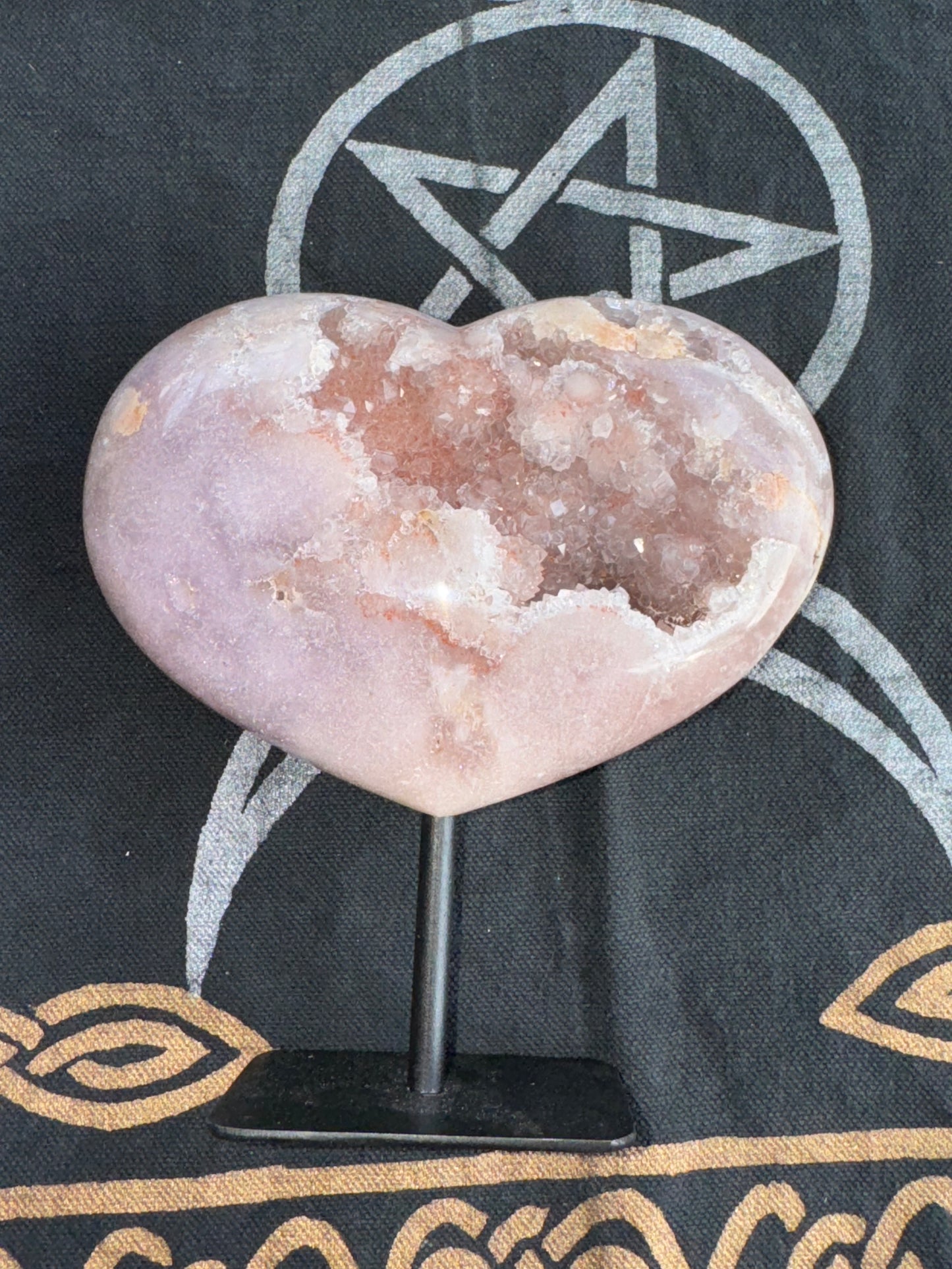 Pink Amethyst Heart on Stand