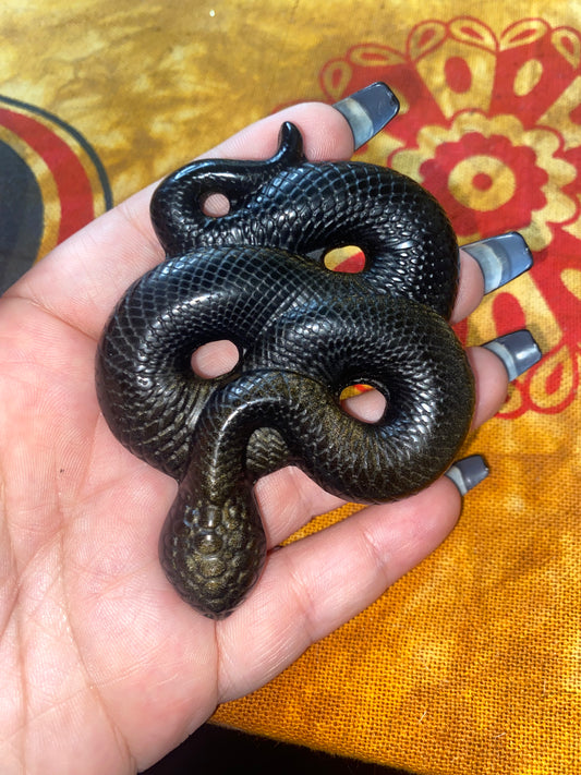 Gold-Sheen Obsidian Snake