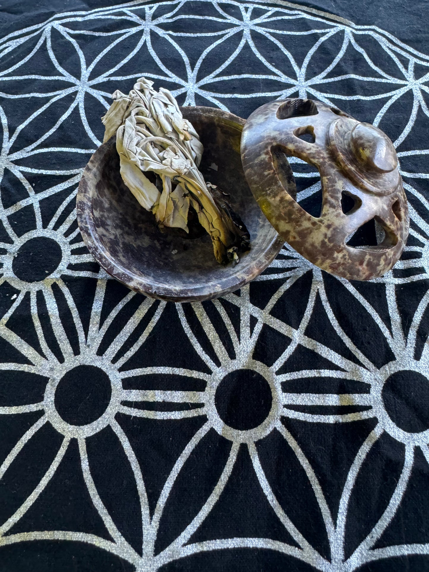 Soapstone Multi Incense Burner with Lid