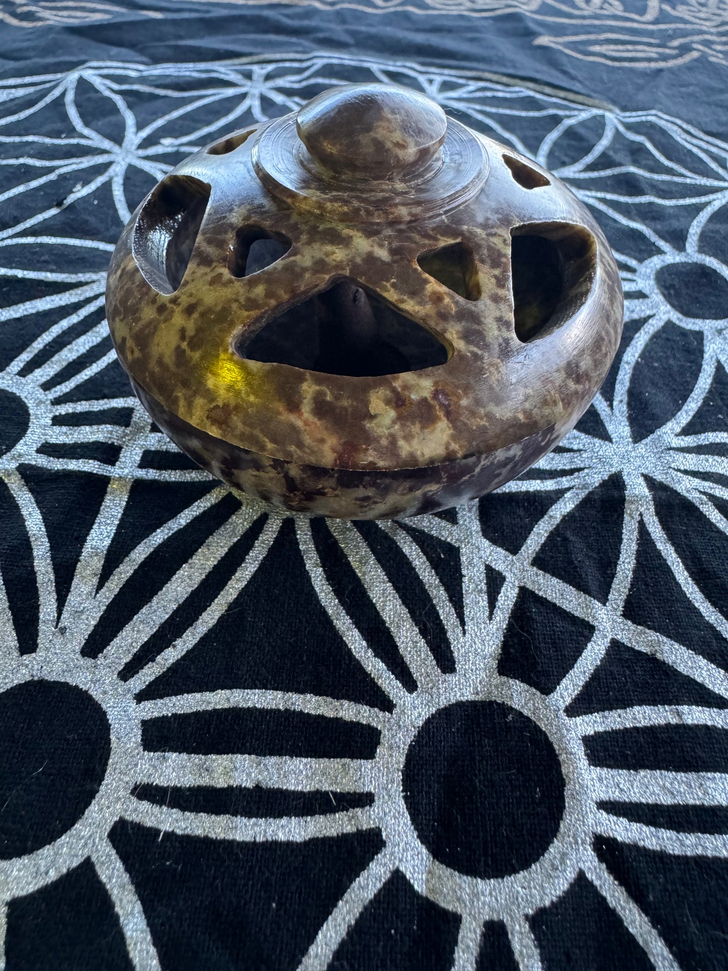 Soapstone Multi Incense Burner with Lid