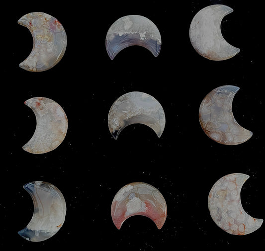 Flower Agate Crescent Moons