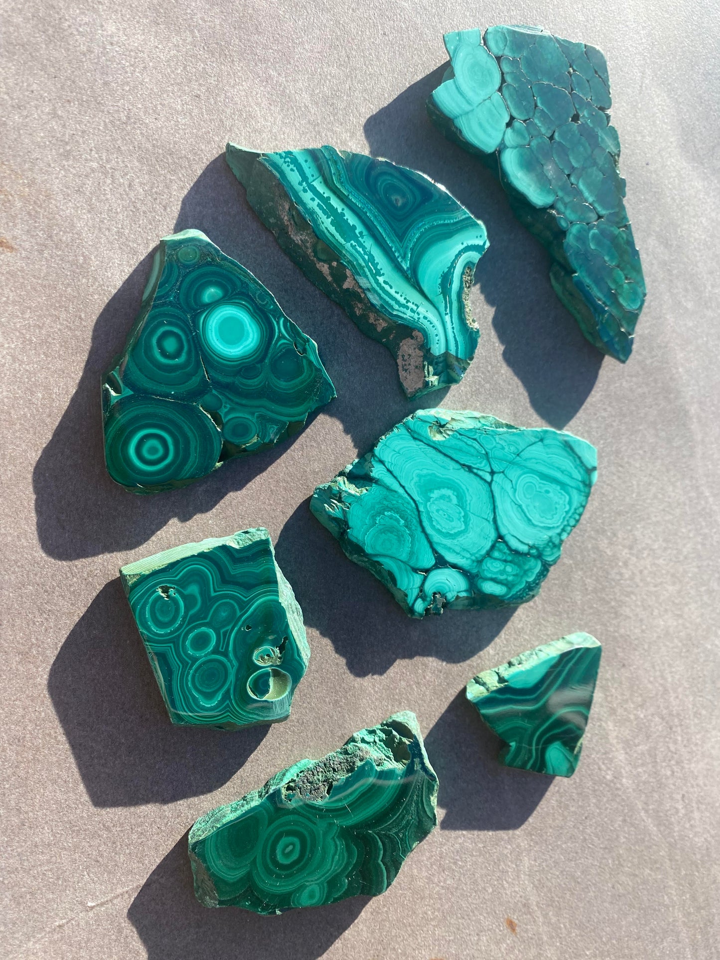 Malachite slabs