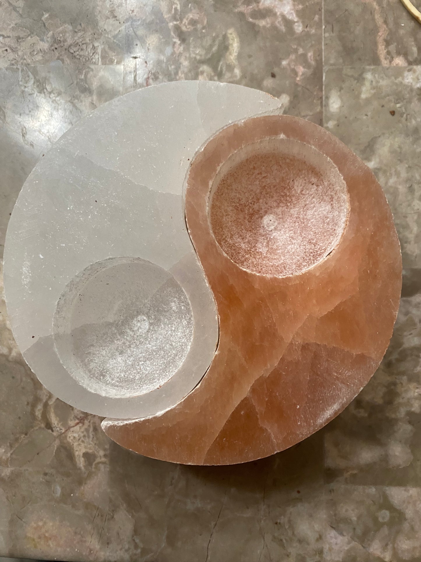 Ying/Yang Selenite (Satin Spar) Candle Holder