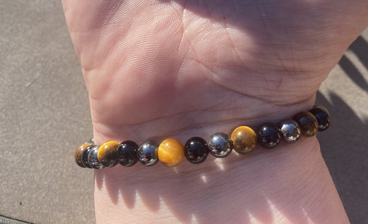 Bracelet-Tiger's Eye, Hematite, Onyx